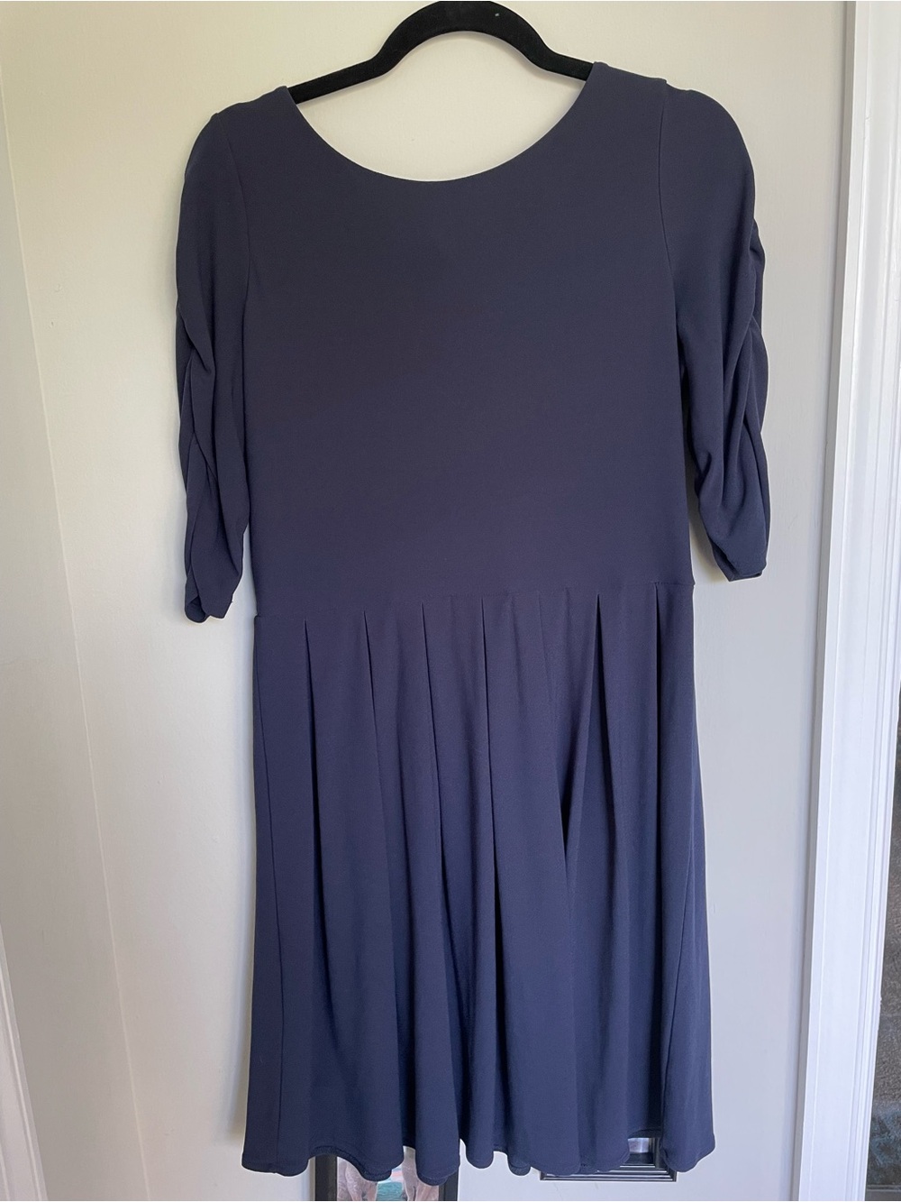 Alfani Slate Blue Midi Dress with Twisted Elbow Sleeves